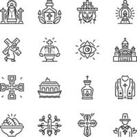 Collection of Linear Christian Religion Icons vector