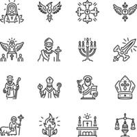 Set of Linear Style Jesus Christ Icons vector