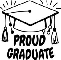 A glyph sticker featuring a mortarboard with text proud graduate vector