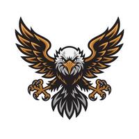 eagle fliying attacking pose with claws design logo illustration on white background vector