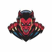 devil angry attacking with claws character logo design illustration vector