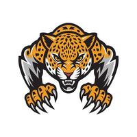 leopard attacking pose with claws logo illustration design on white background vector