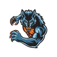 werewolves design pose attacking with claws logo vector