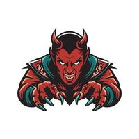 devil angry character attacking with claws illustration logo design vector