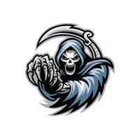 grim reaper angry attacking with claws design logo on white background vector