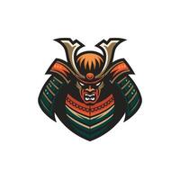 samurai wild character design flat logo illustration on white background vector