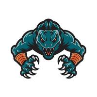 monster character angry attacking with claws design illustration logo on white background vector