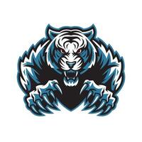 white tiger fierce attacking with claws design illustration logo on white background vector