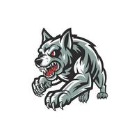 wolf evil attacking with claws design logo side view vector