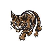 cat pose fierce attacking with claws logo illustration design vector