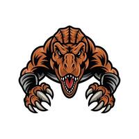 tyrannosaurus angry pose attacking with claws logo wild illustration on white background vector