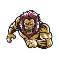 lion gold attacking pose with claws logo on white background vector