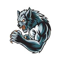 werewolves angry pose attacking with claws design logo vector