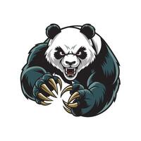 panda fierce attacking logo with claws design illustration on white background vector