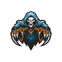 grim reaper angry attacking with claws illustration logo on white background vector