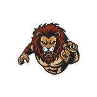 lion fierce attacking pose with claws design logo vector