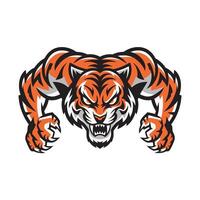 tiger attacking with claws design illustration logo on white background vector