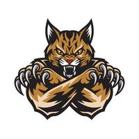 cat pose attacking with claws logo illustration design on white background vector