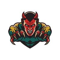 devil angry attacking with claws character design illustration logo vector