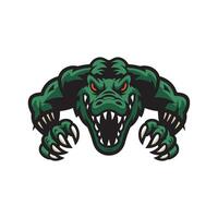 crocodile fierce attacking pose with claws design logo on white background vector
