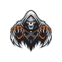 grim reaper angry attacking with claws logo design vector