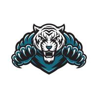 white tiger attacking with claws design logo on white background vector