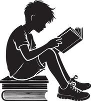 Small reader in focus silhouette on a clean white canvas vector