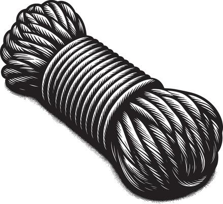Tightly wound rope silhouette on a blank white background