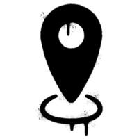 Spray Painted Graffiti Map pointer Sprayed isolated with a white background. graffiti GPS location symbol with over spray in black over white. vector
