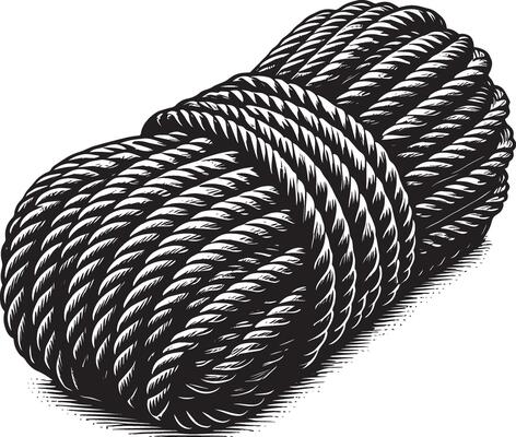 Compact braided rope shadow illustration on white
