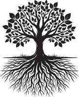 Textured tree with roots shape design on a pristine white canvas vector