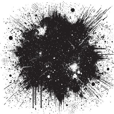 Grunge-inspired brush stroke texture black design isolated on white