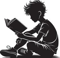 PrintYoung book enthusiast silhouette artwork on a white canvas vector