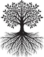 Unique tree and root shape illustration on a white canvas vector