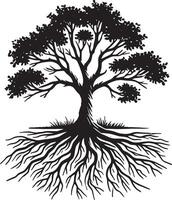 Decorative tree with roots shape artwork on clean white vector