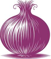 Artistic onion vegetable shape design on a white canvas vector
