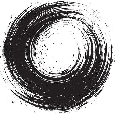 Artistic black brush stroke pattern isolated on a white canvas