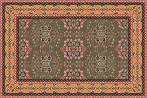 Carpet pattern Vintage Hamadan Persian Wool Runner Rug for your product print. vector