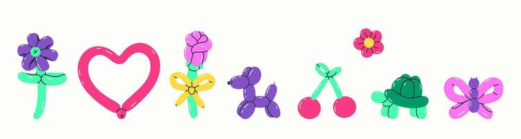 Set of cute figures made from balloons. graphics vector