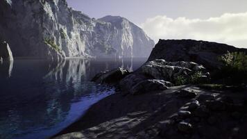 Scenic view of tranquil waters and cliffs in Australia during sunset time video