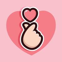 korean heart finger design vector
