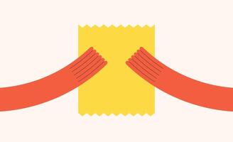 Illustration hand hold paper retro unique design vector