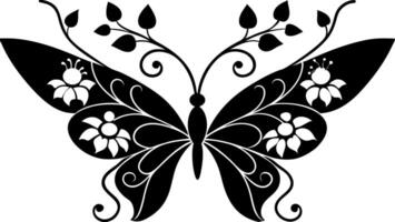 Free butterfly floral silhouette ornament for creative designs vector