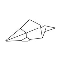 black and white illustration of a paper airplane on a white background. vector