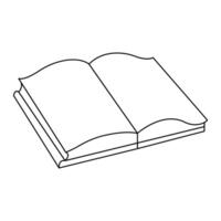 black and white illustration of an open book on a white background. vector