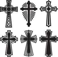 A silhouette of Christian cross design. Perfect for religious themes, graphic art, and spiritual design projects. vector