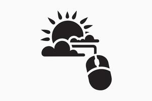 a computer mouse with the sun and clouds vector