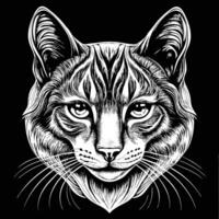 designs a cat head in a black and white drawing style vector