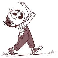 a cartoon boy is running and reaching for something vector