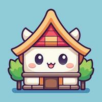 a cute little house with a cat face vector